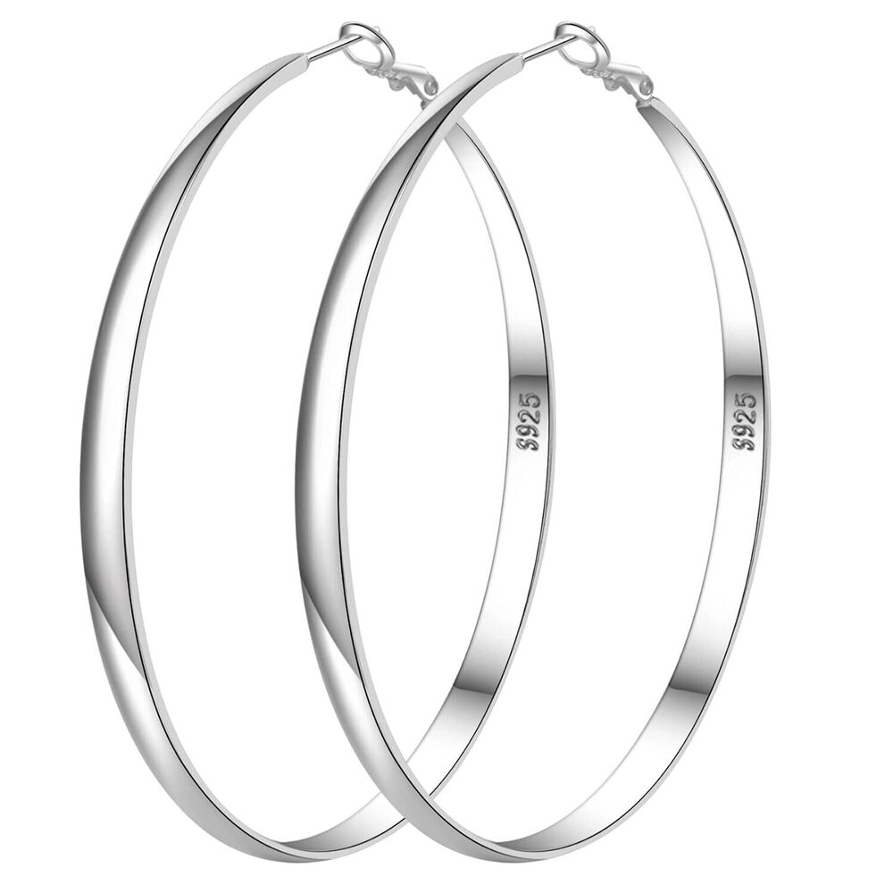 Sterling Silver Hoop Earrings for Women S925 Silver Hoop Earrings Large